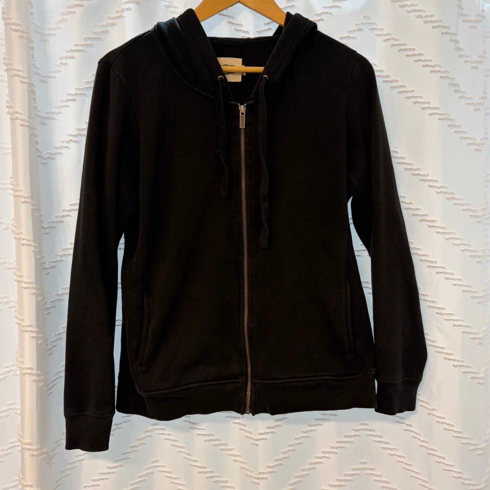 UGG Australia Womens Black Fleece Lined Full Zip Hoodie Sweatshirt Size M