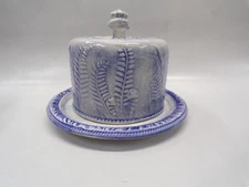 RARE Antique Majolica Ironstone Domed Fern Cheese Keeper with Makers Mark