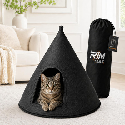 Cozy Dark Grey Cat Cave Bed - Stylish Self-Warming Indoor Pet House