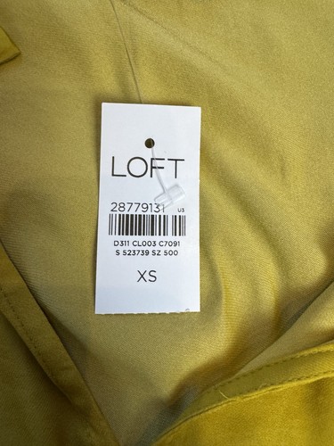 ANN TAYLOR LOFT Blouse Sz XS Long Sleeve Golden Sunshine Button Fringe Ruffle - Picture 2 of 11