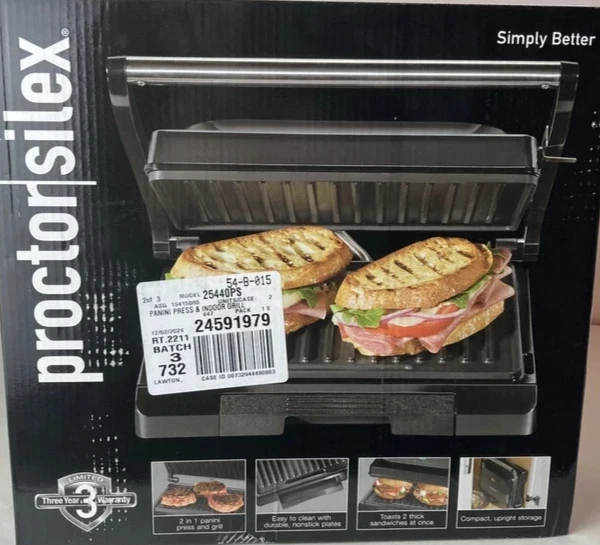 Proctor silex 2 in 1 panini press and grill brand new in box
Opens in a new window or tab