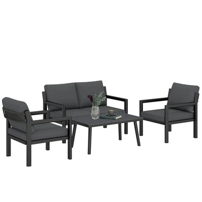 Outsunny Rattan Garden Furniture Set, Outdoor Furniture Conversation Set - Image 1 of 4