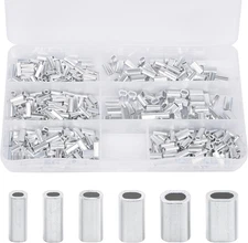 500Pcs Fishing Aluminum Crimp Sleeves Kit Single Barrel Wire Rope Connectors
