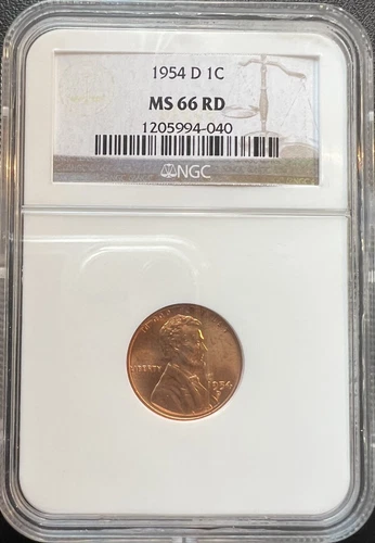 1954-D 1C Lincoln Wheat Cent NGC MS 66 RD