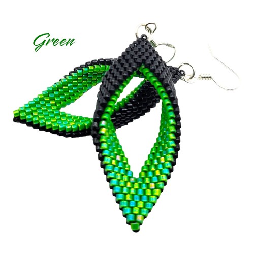 Handmade Earrings Peyote folded leaf😎 AMAZING SUMMER COLORS +GIFT BOX FOR FREE - 第 12/24 張圖片