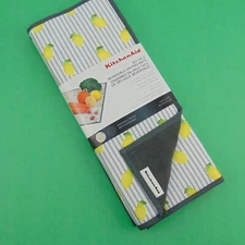 KitchenAid Dish Drying Mat Set Kitchen Countertop Protector Lemons Pattern