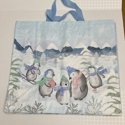 #ad #ad Tesco Penguins Skiing Christmas Tote Bag Beanie Mountains Snow Holiday 2023 New $22.49