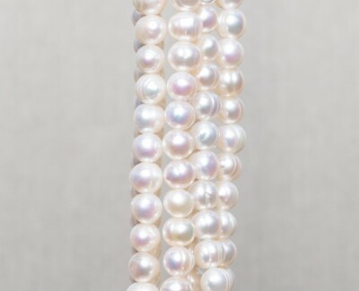 PERLEN RIVER 10-11 MM AA WEISS POLIERT HALBRUND CA. 42 PERLEN 1 STRAND