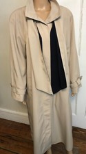 Vintage FLEET STREET Beige Trench Coat Sz 12 Lined - Pockets - Removable Scarf