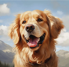 One-Of-A-Kind GOLDEN RETRIEVER DOG Pendant on Plated 925 Silver 20" 22" Necklace