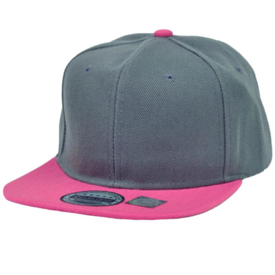 Gray Pink Blank Plain Solid Snapback Flat Bill Hat Cap Headlines Adjustable 