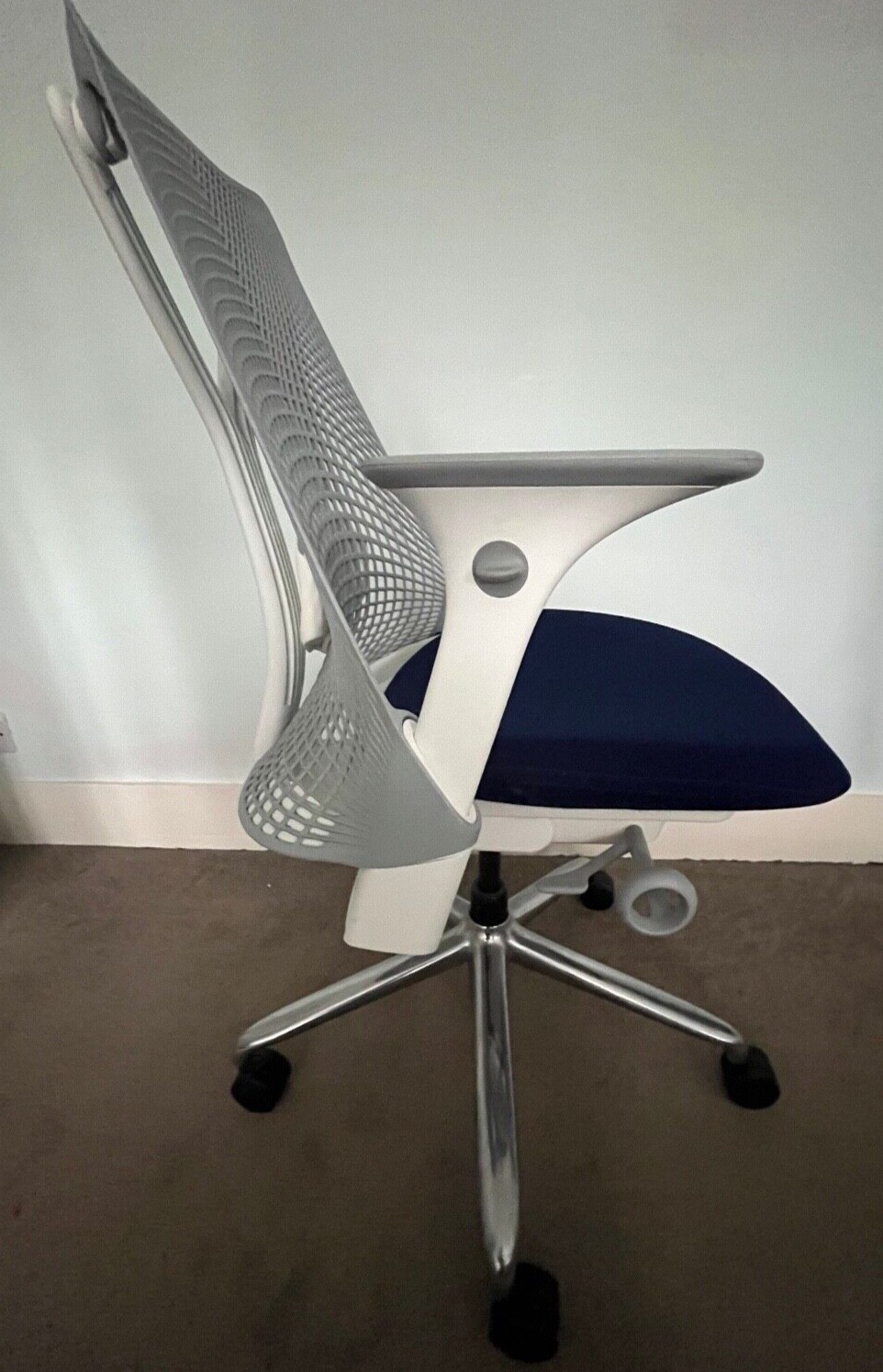 Herman Miller Sayl Vico Navy Blue,Polished Base,Adjustable Arms,Lumbar