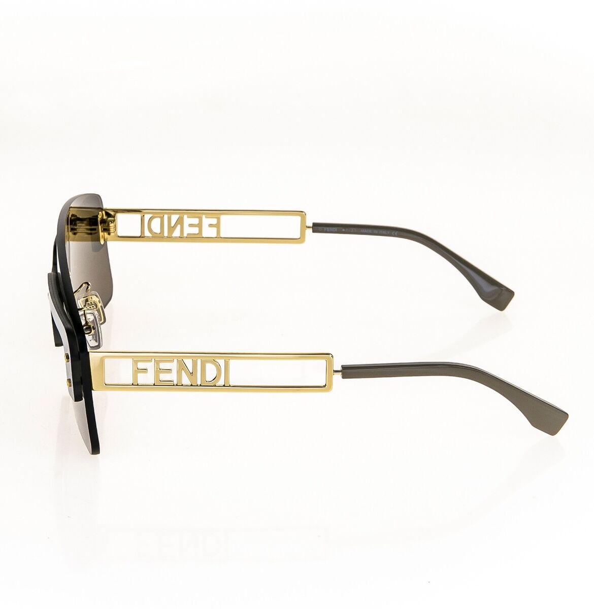 FENDI TECHNICOLOUR 40023 Brown Gold Futuristic Unisex Mask FENDI TECHNICOLOUR 40023 Brown Gold Futuristic Unisex Mask