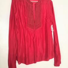 H&M Size 14 India inspired Red Blouse Long Sleeve Blouse Women's Conscious