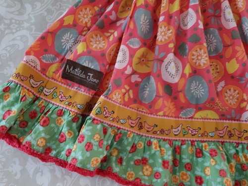 Matilda Jane 8 Girl To The Birds Knot Apron Dress Chicken Farm - Picture 8 of 10