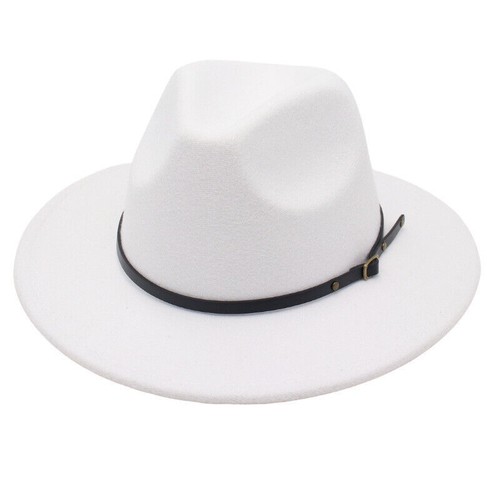 Wide Brim Wool Felt Fedora Panama Cowboy Girl Hat Casual Jazz Cap for men women - Picture 2 of 29