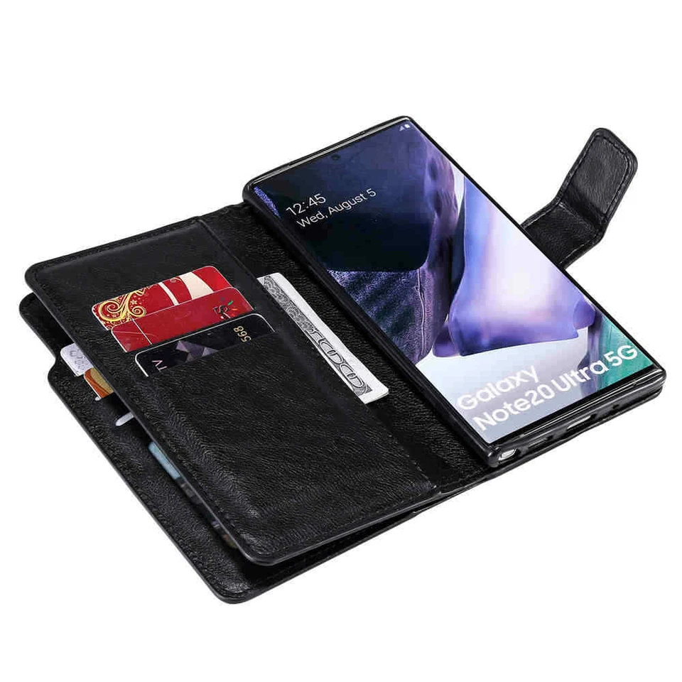 For Samsung S21 Plus S20 S10 S9 S8 Note 20 Wallet Card Holder Leather Case Cover - Image 4 of 4