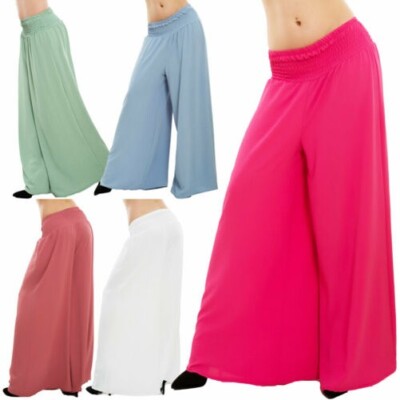 Women's Lightweight Wide Leg Palazzo Pants Elastic Waist TOOCOOL VB-07558