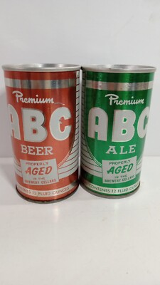 Vintage ABC Beer & Ale Cans Pair - Empty - Pull Tabs