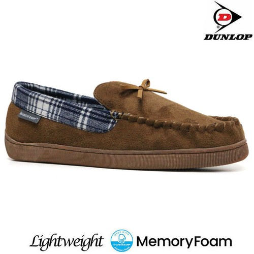 MENS DUNLOP MEMORY FOAM MOCCASINS SLIPPERS LOAFERS SUEDE COSY WINTER SHOES SIZE - Picture 10 of 20