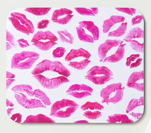 VALENTINES DAY THEMED PINK LIPSTICK KISSES MOUSEPAD MOUSE PAD 9" X 7" OPTION #18