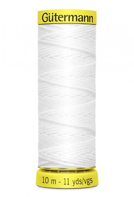 2 Spool Set GUTERMANN ELASTIC White Thread 11 yds Ea For Gathering / Smocking