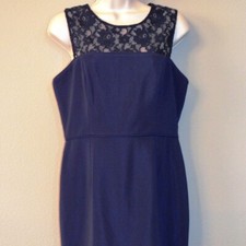 ADRIANNA PAPELL LACE TOP DRESS NAVY SIZE 8 #301 NWT 