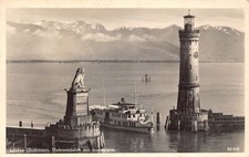 L186 Germany Lindau Bodensee Hafeneinfahrt Lighthouses RPPC vintage postcard