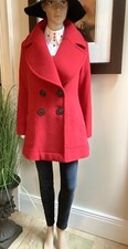 Vivienne Westwood Anglomania ~ Crimson Red Wool Pea Coat Jacket 40 Uk8 10