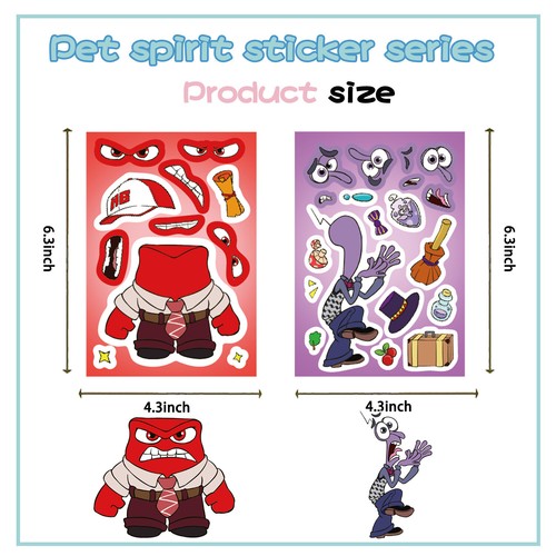 Inside Out Anime Puzzle Aufkleber Kinder Puzzle DIY Spielzeug Make A Face Sticker - Bild 9 von 14