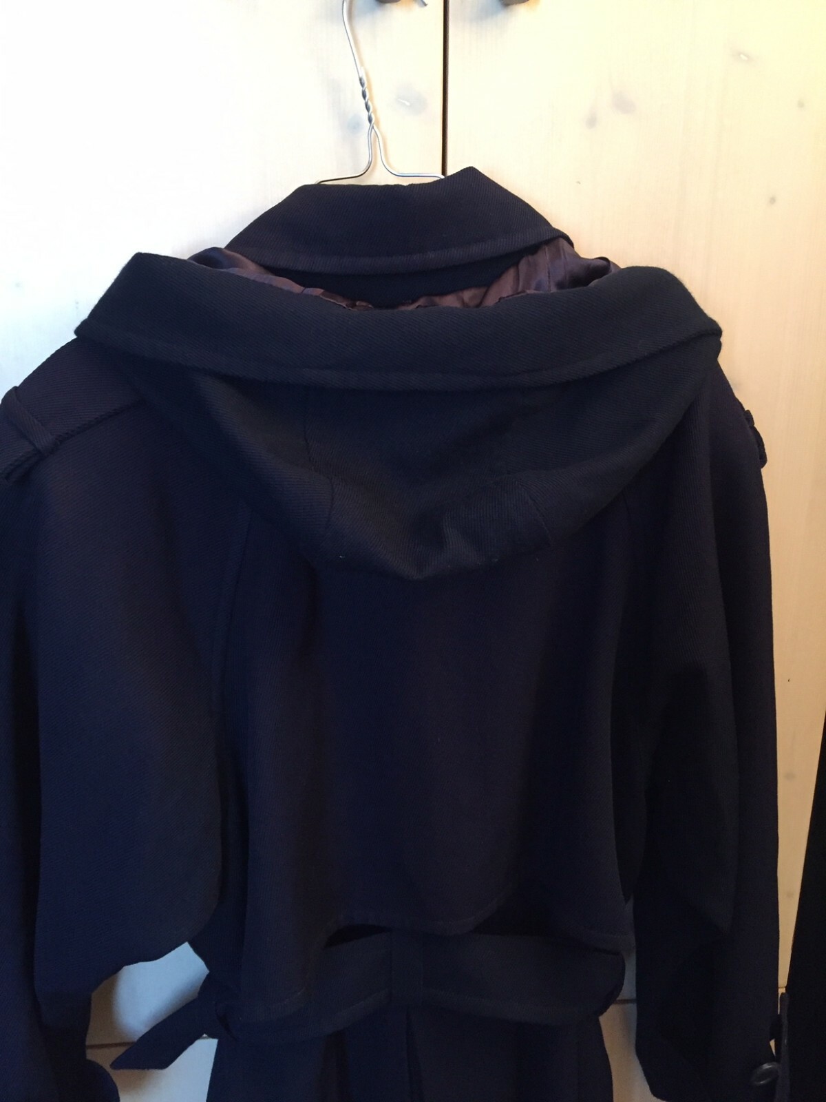 YVES SAINT LAURENT YSL VARIATION LUSSO COAT HOOD CAPOTTO DARK BLU LANA 42 FR
