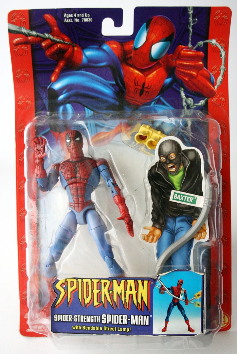 SPIDERMAN 2005 SPIDER STRENGTH SPIDER MAN FIGURE WITH STREET LAMP