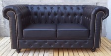 DIVANO 2posti CHESTER MIX PELLE/SIMILPELLE NERA CASA RISTORANTE ALBERGO