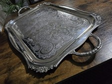 Viners Of Sheffield Engraved Silver Plate Serving Tray in excellent condition