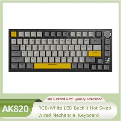 AJAZZ AK820 Wired RGB Mechanical Gaming Keyboard With Knob Hot Swap PBT Keycaps