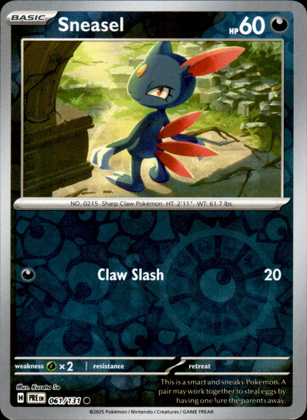 Sneasel 061/131 Reverse Holo - Pokemon SV: Prismatic Evolutions - NM