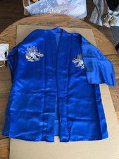 Vtg. Blue Satin Kimono Robe