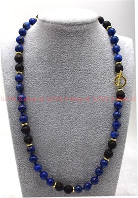 New Natural Pretty 8mm Lapis Lazuli Lava Round Gemstone Beads Necklace 16-36in