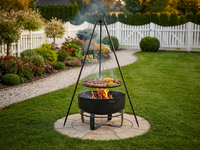 Feuerschalen-Set Cookking Viking Xxl 80Cm Mit Schwenkgrill & Dreibein Mit Kurbel