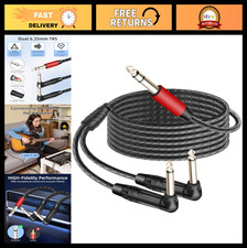 1/4" TRS Stereo to Dual 1/4" TS Mono Insert Cable, Right Angle Y Splitter Audio