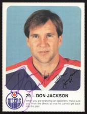 Don Jackson Signed 1985-86 Post Red Rooster Card Edmonton Oilers
