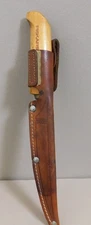 Vintage FISKARS Finland Fish Fillet Knife & Leather Sheath Stainless Steel 