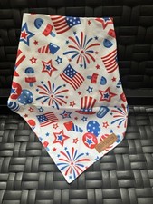4th Of July Patriotic Dog Bandana Oritasy Red White Blue Flag Fireworks NWOT