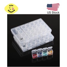 28 Grid Bead Storage Containers Clear Plastic Organizer Case 2 Pack