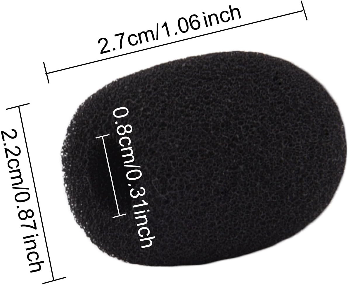 10 Pack Mini Small Size Lapel Headset Microphone Windscreen Foam Cover, Black