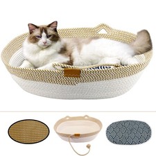 Pet Beds for Cats Cat Beds for Indoor Cats 19.69" 13.78" 6.30"Cotton Rope Ova...