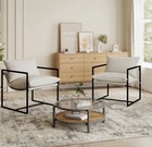 Set of 2 Upholstered Accent Chairs Beige/Black Metal Frame 265 lb 27.6in — photo 4