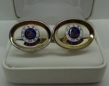 VINTAGE MASONIC GOLD-TONE CUFFLINKS S.D.-1968 A.M.C. & B.W. - OF N.A.