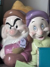 Disney Snow White Seven Dwarfs Dopey And Grumpy Cookie Jar. See Details