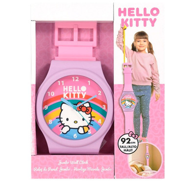 HELLO KITTY Jumbo Uhr Wanduhr riesig lila & rosa Kinderzimmer Kinderzimmer 92 cm
